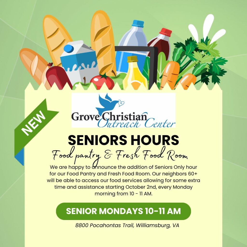 Seniors Food Pantry + Fresh Food Room Hours