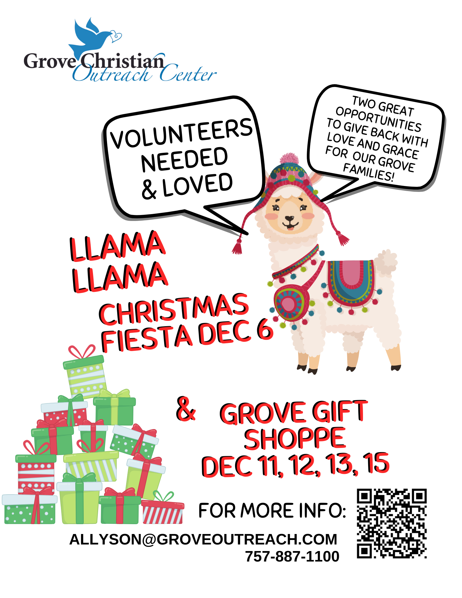 Grove Gift Shoppe & More Volunteer Opportunities starting NOW through Dec 15